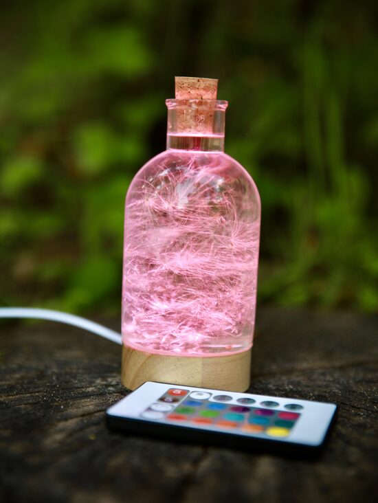 "PUDELE" 12 cm krāsaina Epoksīda lampa ar dabas ziediem | SpiiidBotanics roku darbs