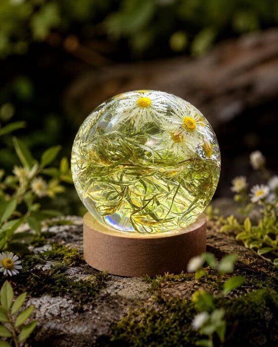 "BUMBA" 6.2 cm Epoksīda sveķu lampa ,,Mārpuķīšu sapnis" | SpiiidBotanics roku darbs